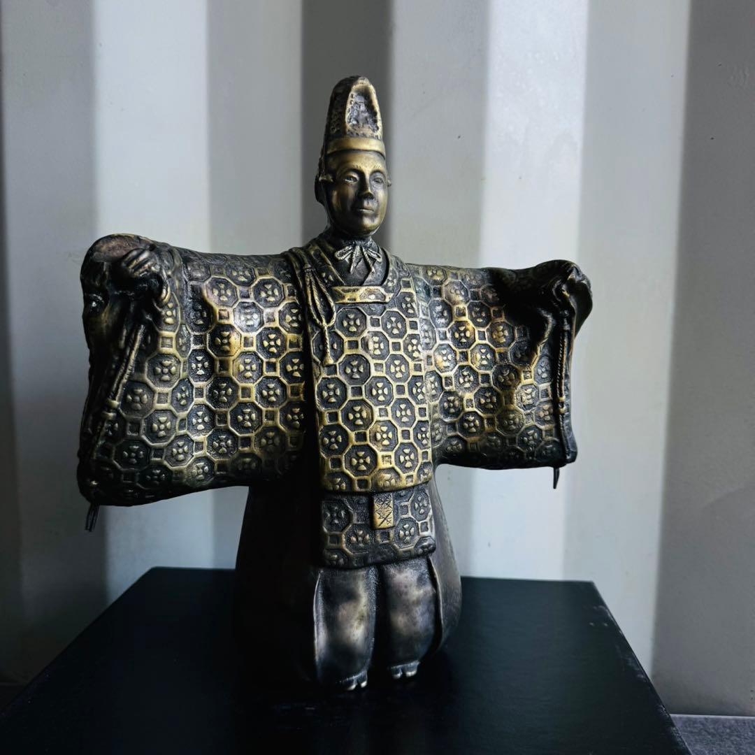 美品！扇の像 骨董品 置物 アンティーク 銅 扇 翁 銅物