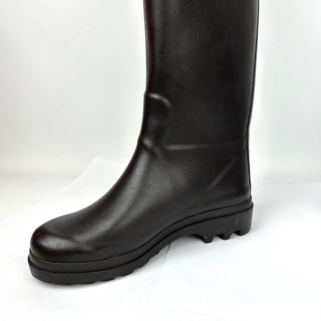 【試着のみ】エーグル AIGLE レインブーツ ロング　ダークブラウン 37