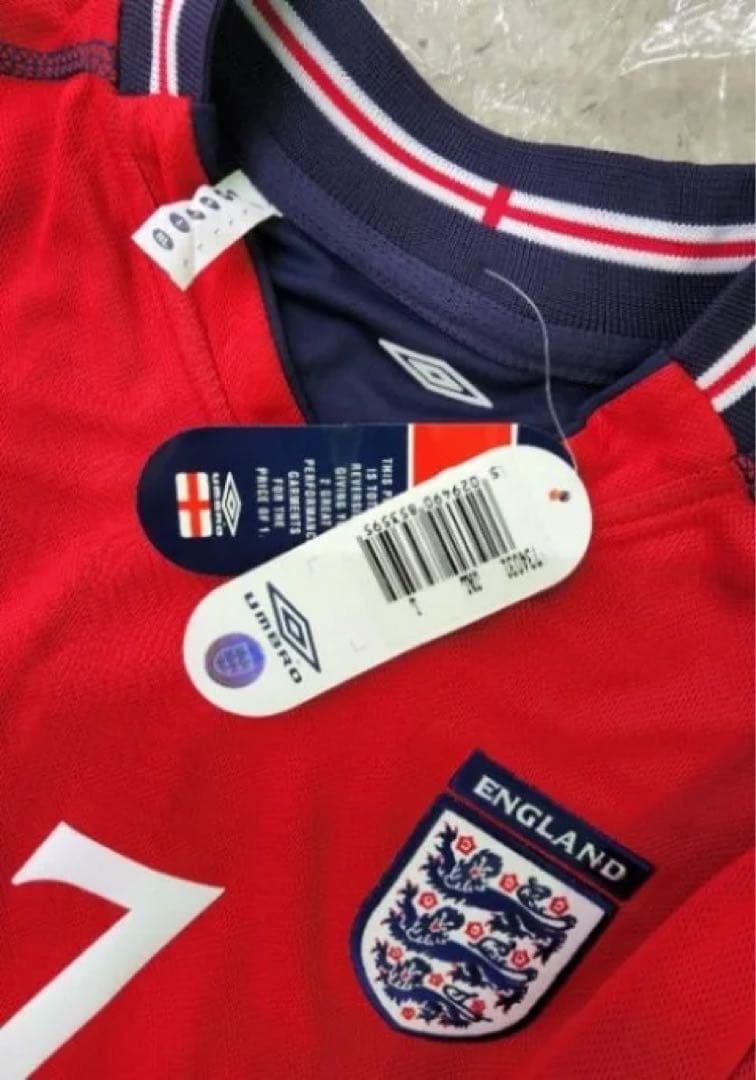 イングランド(A)2002 W杯 長袖 ベッカム＃7アルゼンチン戦マッチデイ入り