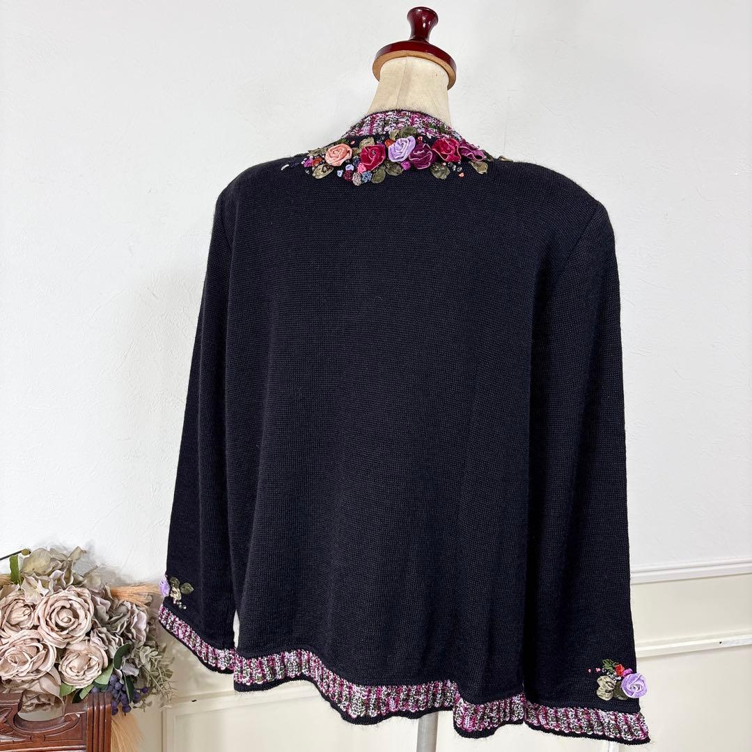 92 美品　大きいサイズ　アトリエサガン　モヘヤ　シルク　ニット　カーディガン