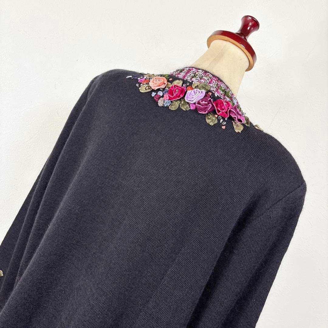 92 美品　大きいサイズ　アトリエサガン　モヘヤ　シルク　ニット　カーディガン