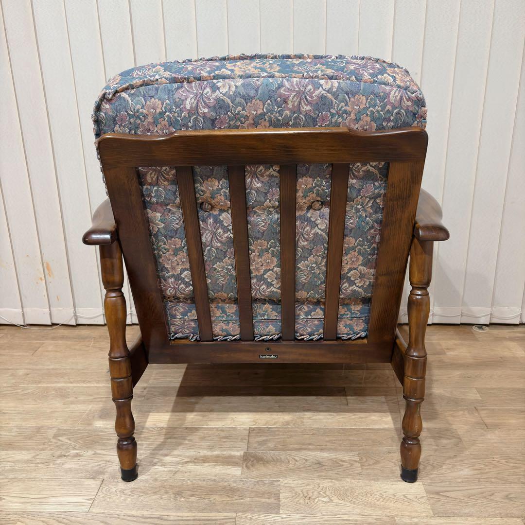 ②美品 カリモク WC6000 肘掛け椅子 1P一人掛けソファ 花柄 コロニアル