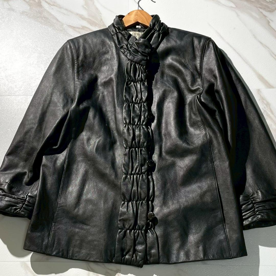 美品✨バルマン ラムレザージャケット 希少デザイン 黒　9号