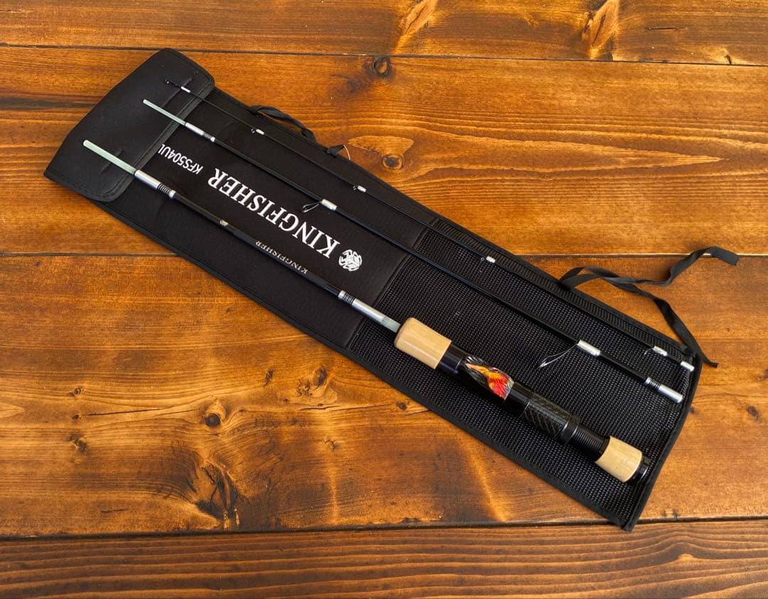 トラウトロッド　パックロッド　スピニングロッド　渓流釣り　グラス　カワセミ模様