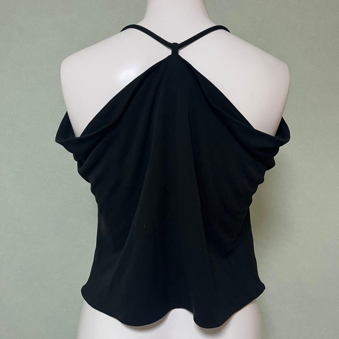 ヴェルサーチ versace 変形　肌みせ　キャミソール　ビーズ　黒　38