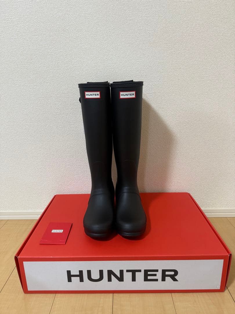 【新品・未使用】HUNTER ブラック 長靴 バックル付き UK6 25cm