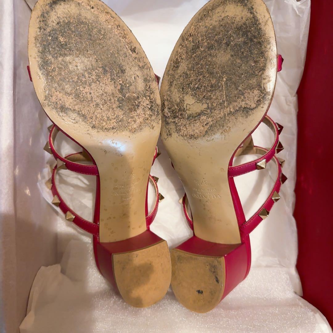 Valentino スタッズ付きレッドミュール サイズ24cm