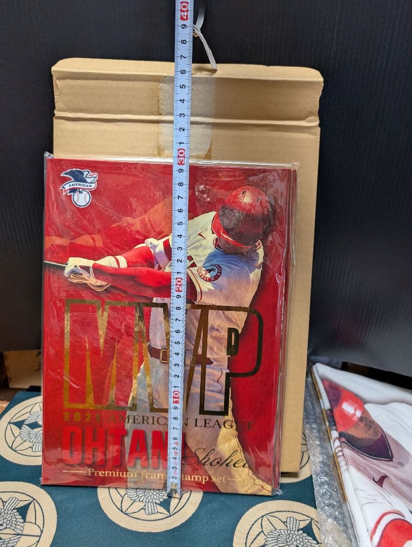 大谷翔平タオルMVP受賞記念品サインハガキセット、