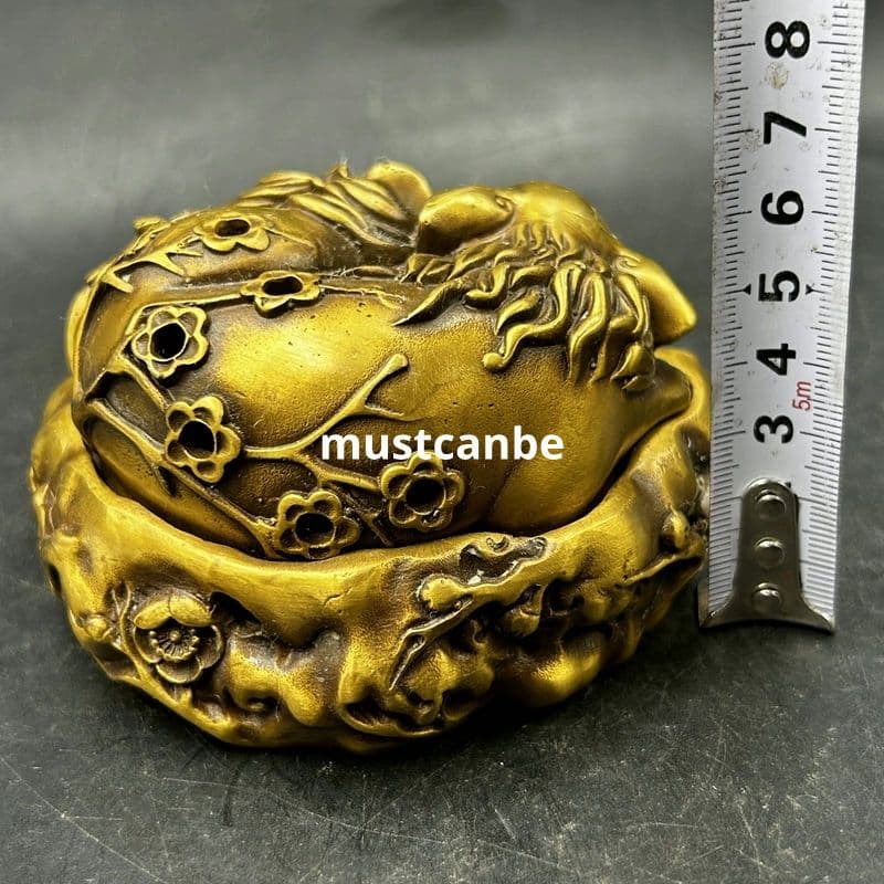 銅 細工 梅花狐薫る香炉 灰皿 茶道具 香道具 九尾狐 装飾品 工芸品置物