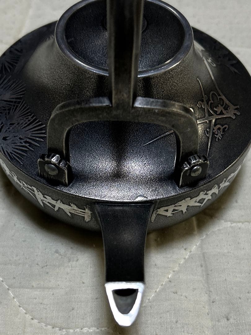 骨董品　急須　銀色　永信堂造