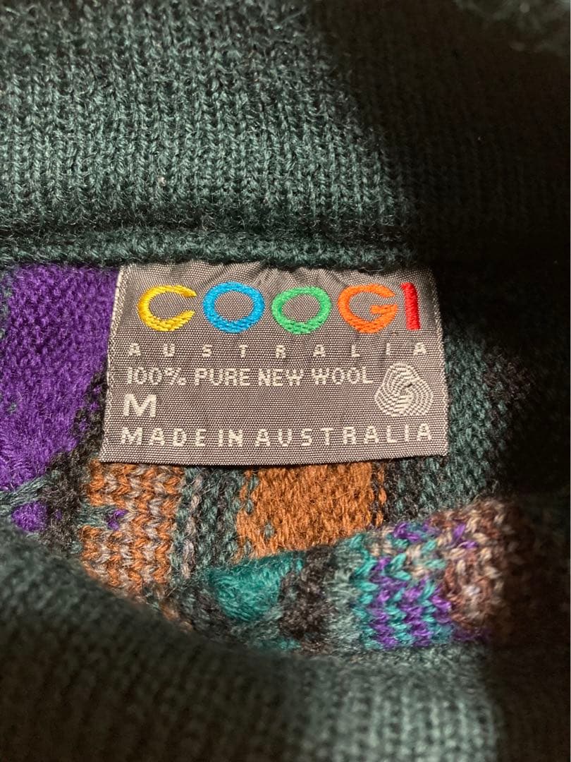 即完売 coogi クージー 3Dニット マルチカラー 総柄　ボタン取れ