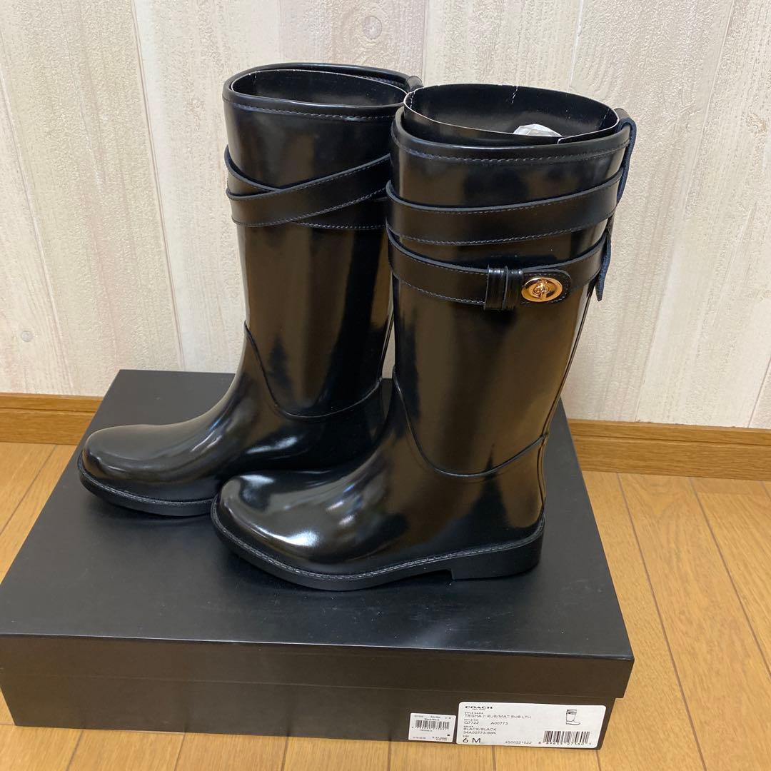 コーチ　レインシューズ　ブラック　サイズ6 23センチ　新品