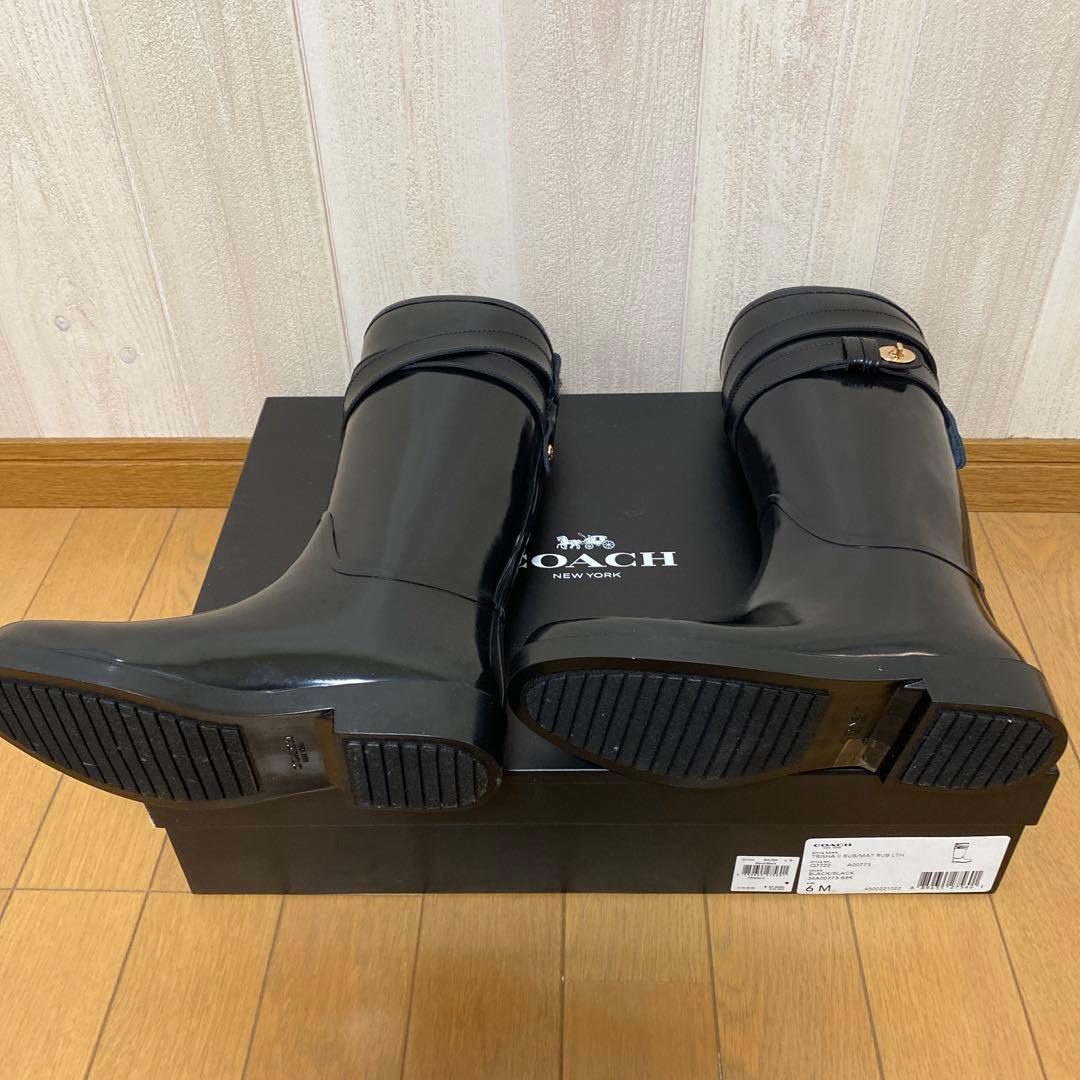 コーチ　レインシューズ　ブラック　サイズ6 23センチ　新品