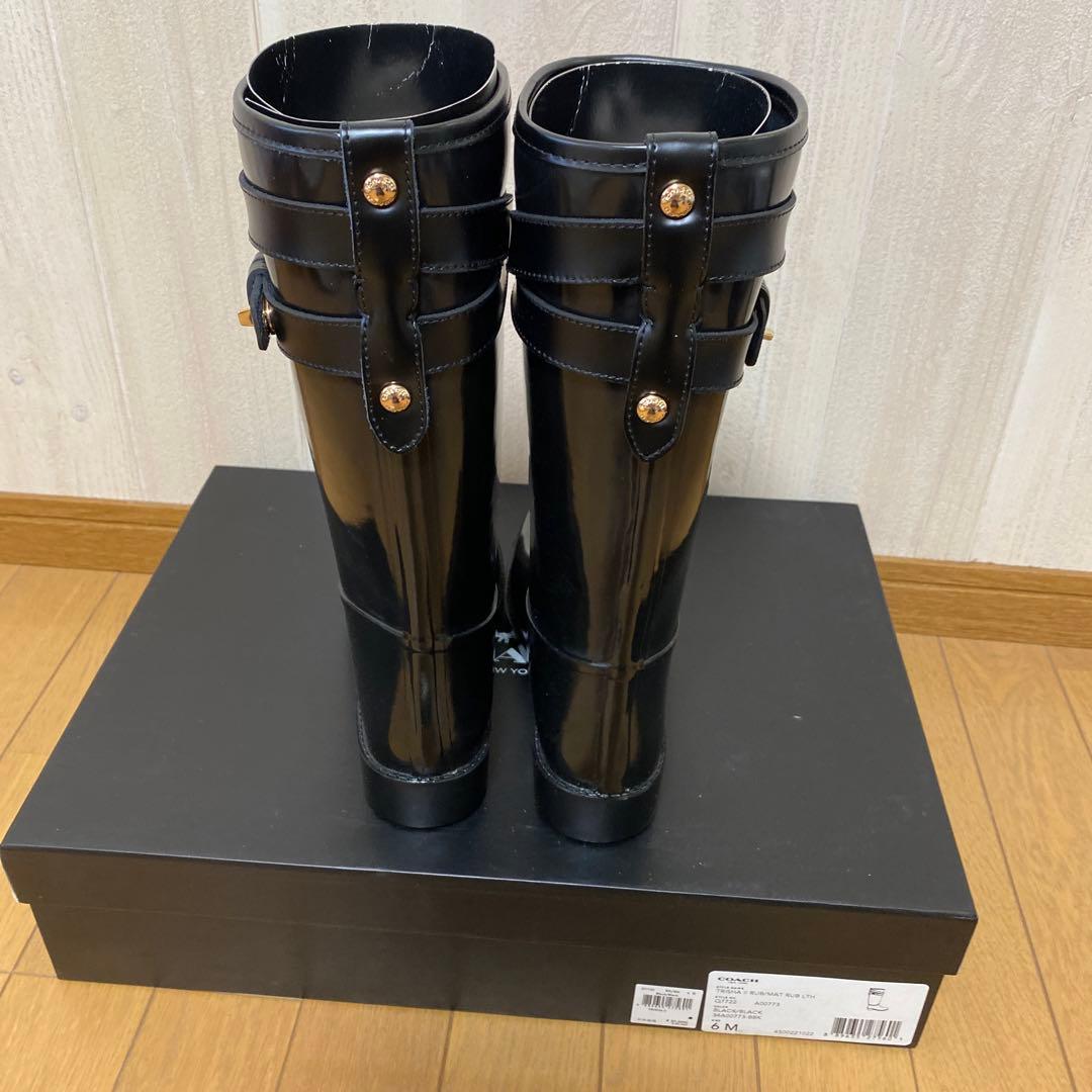 コーチ　レインシューズ　ブラック　サイズ6 23センチ　新品