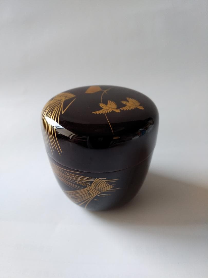 茶道具 茶器 溜塗 鳴子蒔絵 中棗 牧田芳祥 漆器 漆芸 抹茶 棗 共箱 新品