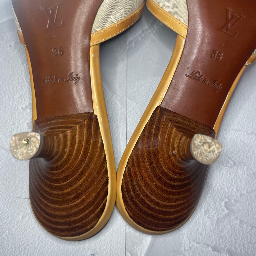 LOUIS VUITTON ミュール シルバー/ベージュ