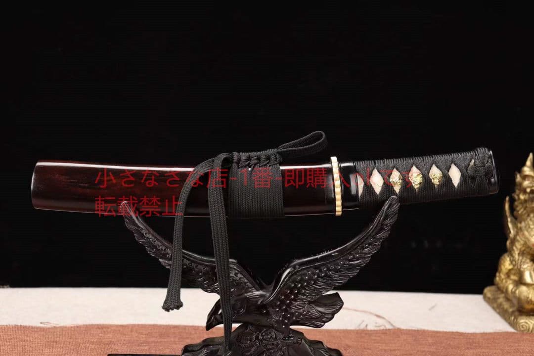 8寸黒檀T 10焼刃小猟刀  古兵器 武具 刀装具 日本刀 模造刀 居合刀