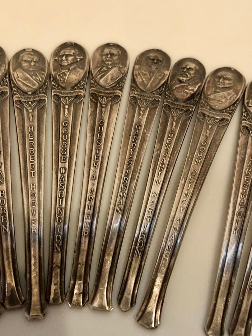 歴代アメリカ大統領　ヴィンテージスプーン　クラフト用　カット済　14本まとめ売り
