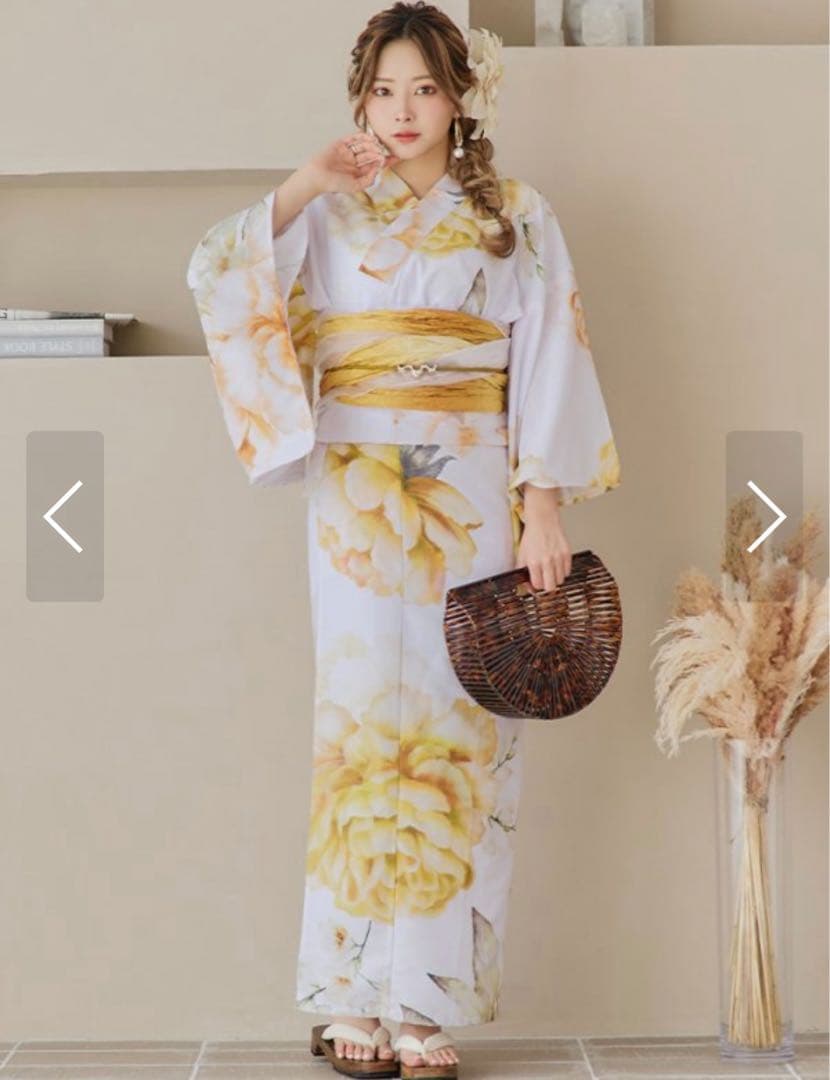 アンニュイイエローフラワー浴衣【浴衣2点セット 浴衣/带】