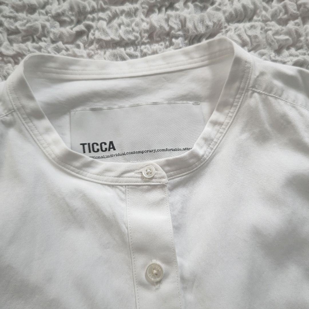 TICCA　定番　ビブヨークシャツ　コットン　ノーカラー　ホワイト　サイズ3
