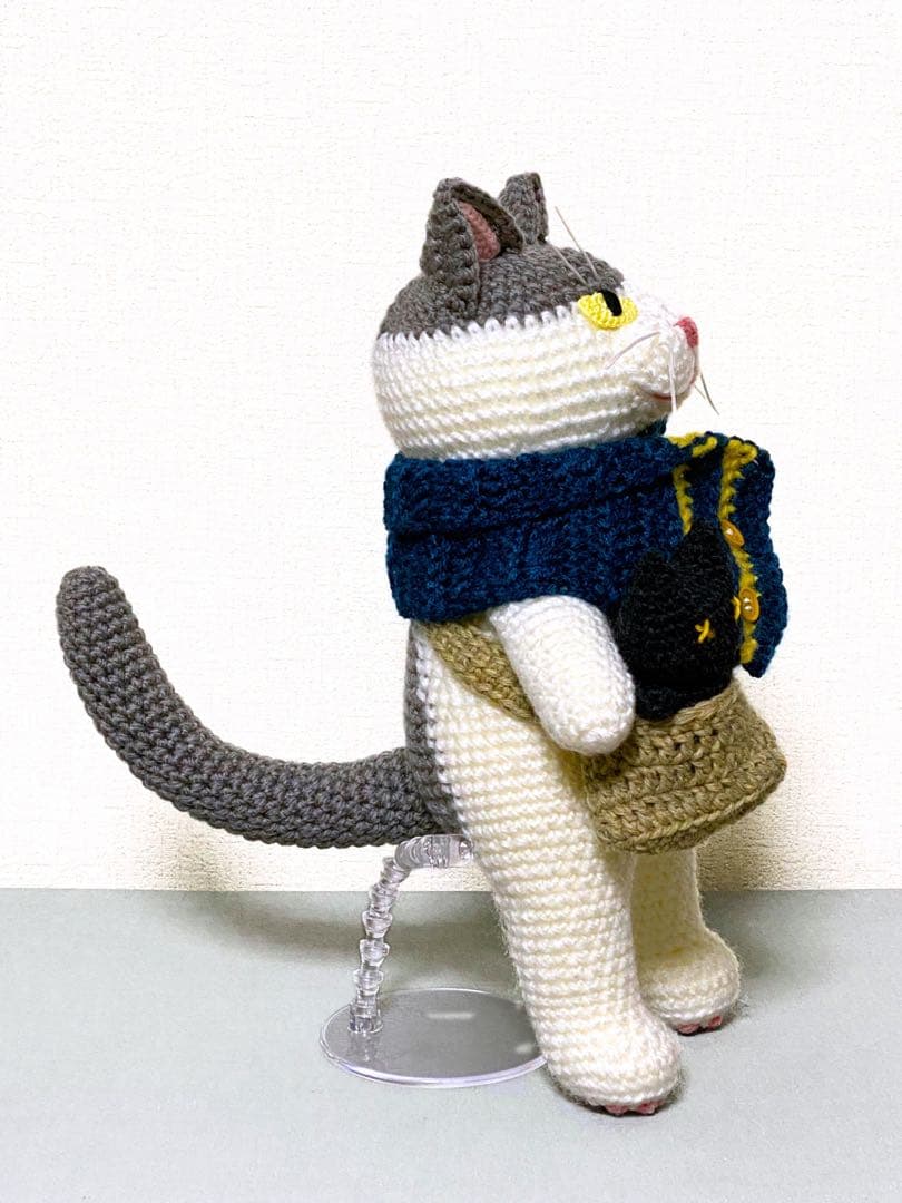 いっしょにおでかけ♪ぱっつん前髪グレー×白猫さんのあみぐるみ