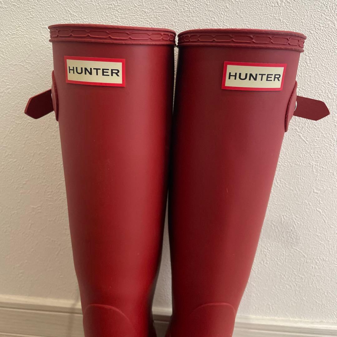 HUNTER レッド ロングブーツ　長靴　レインブーツ