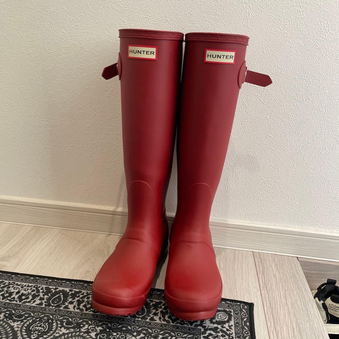 HUNTER レッド ロングブーツ　長靴　レインブーツ