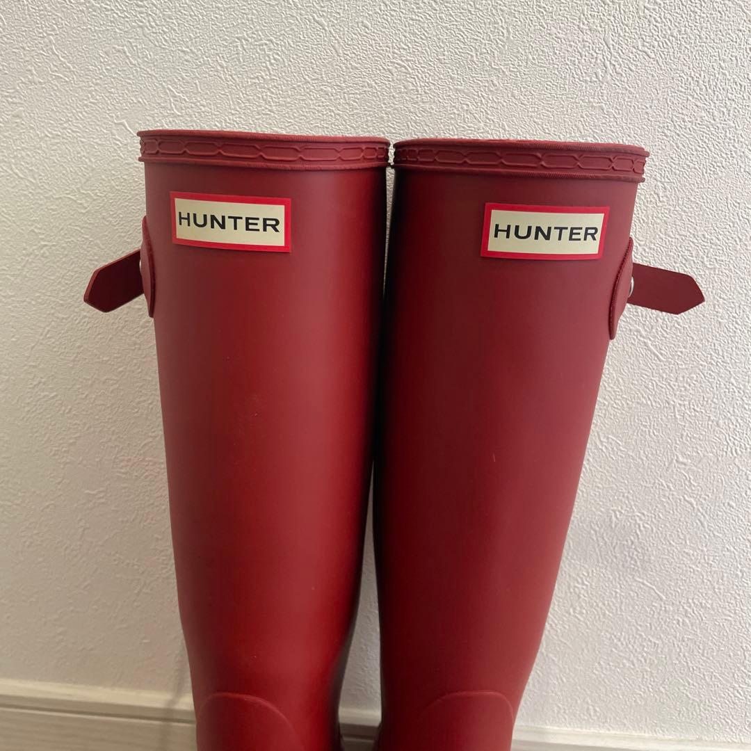 HUNTER レッド ロングブーツ　長靴　レインブーツ