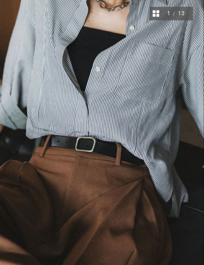 【試着のみ】CREWRE クルーレ　ボタンスタッズレザーベルト　黒　サイズ1