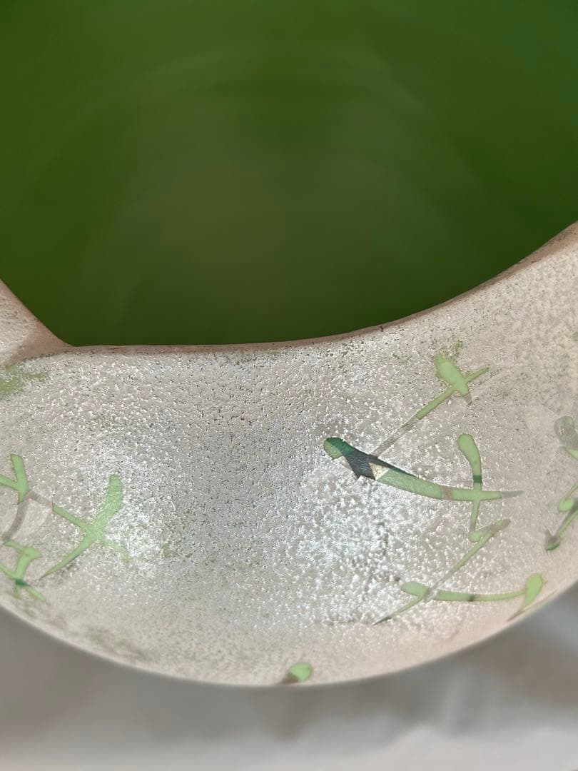 寺本守　緑釉銀彩花器