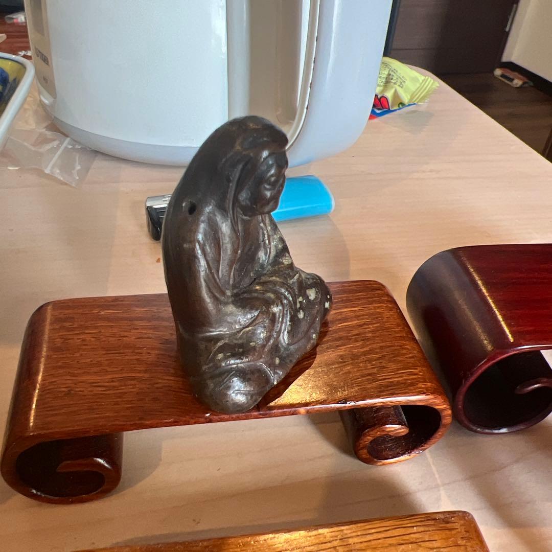 備前焼きだるま像？巻足ミニ花台 　3台