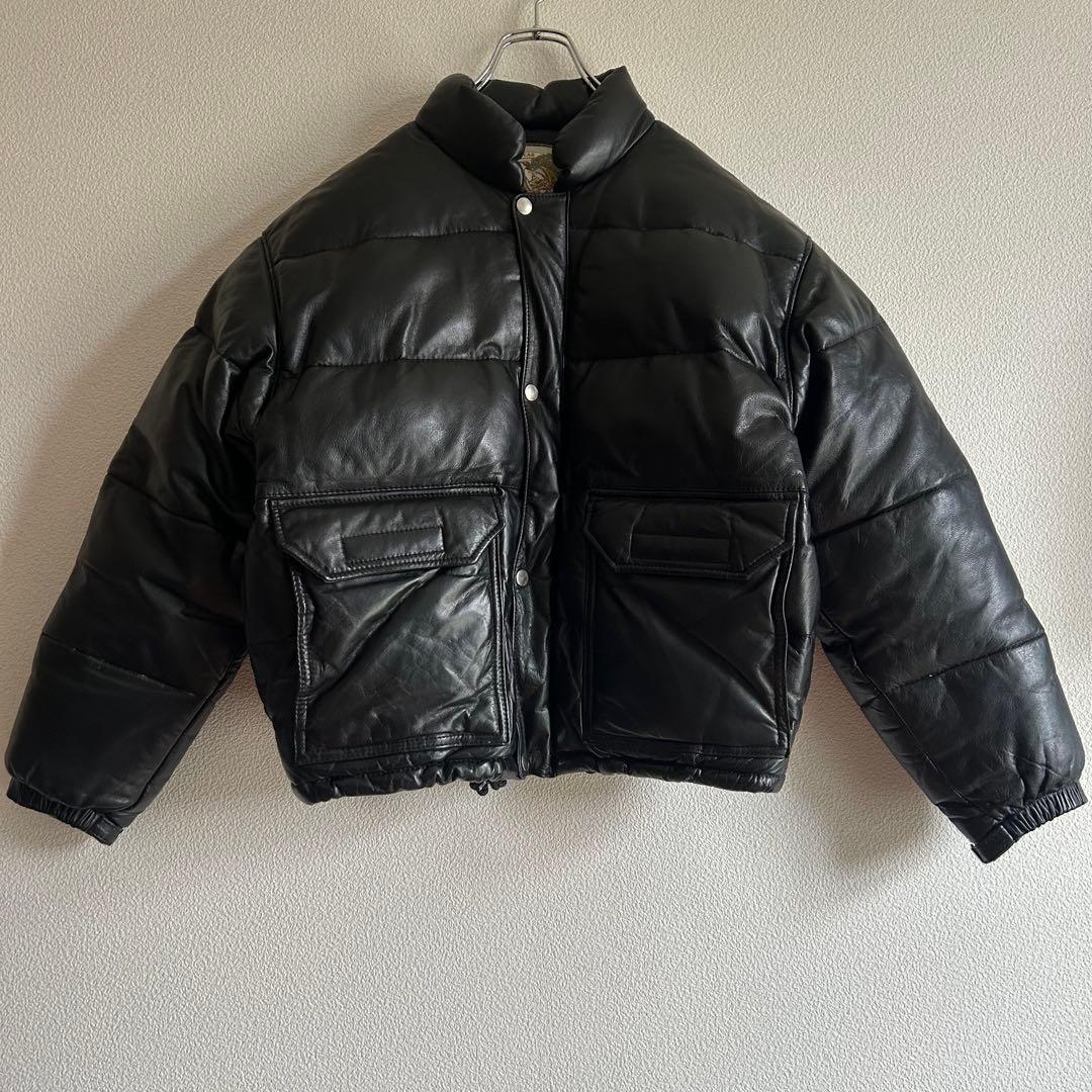 FREEDOM フリーダム ダウンジャケット レザー 牛革 y2k ブラック