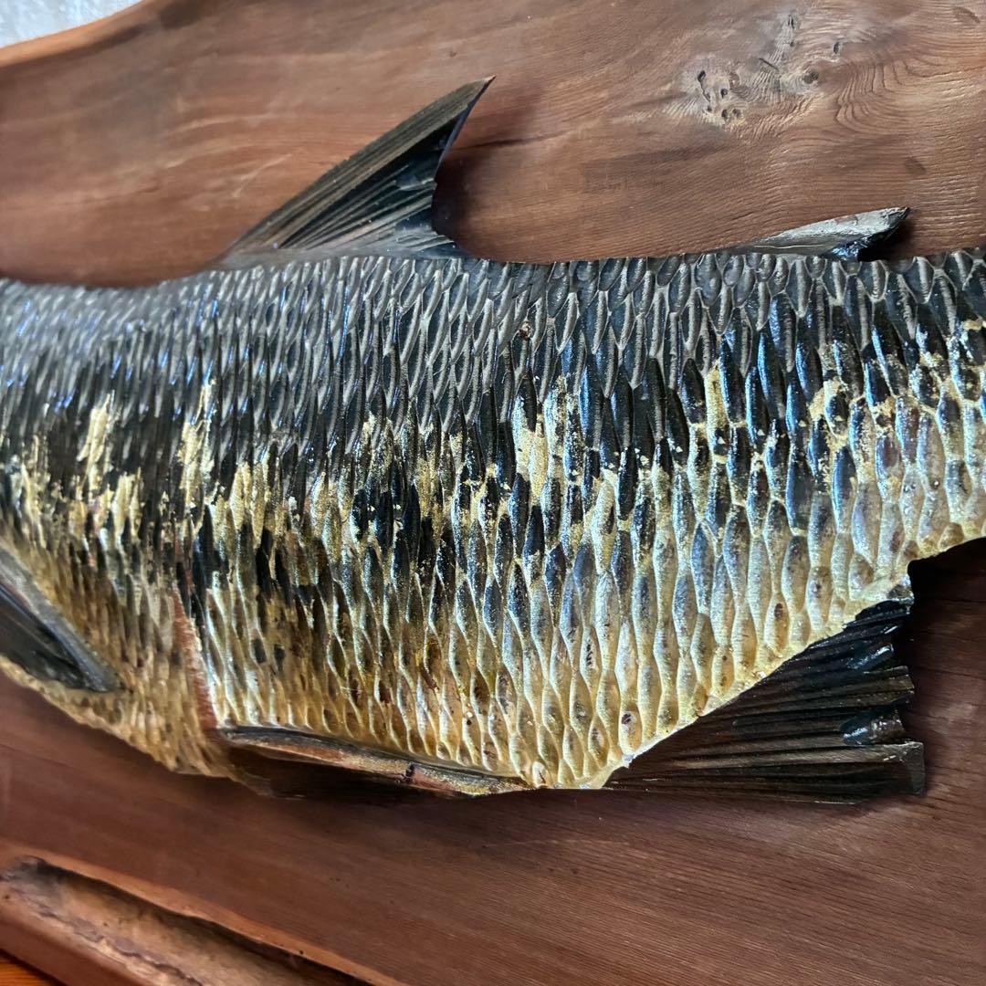 ✴︎ヴィンテージ✴︎一光作　木彫り鮭 民芸品 全長69cm