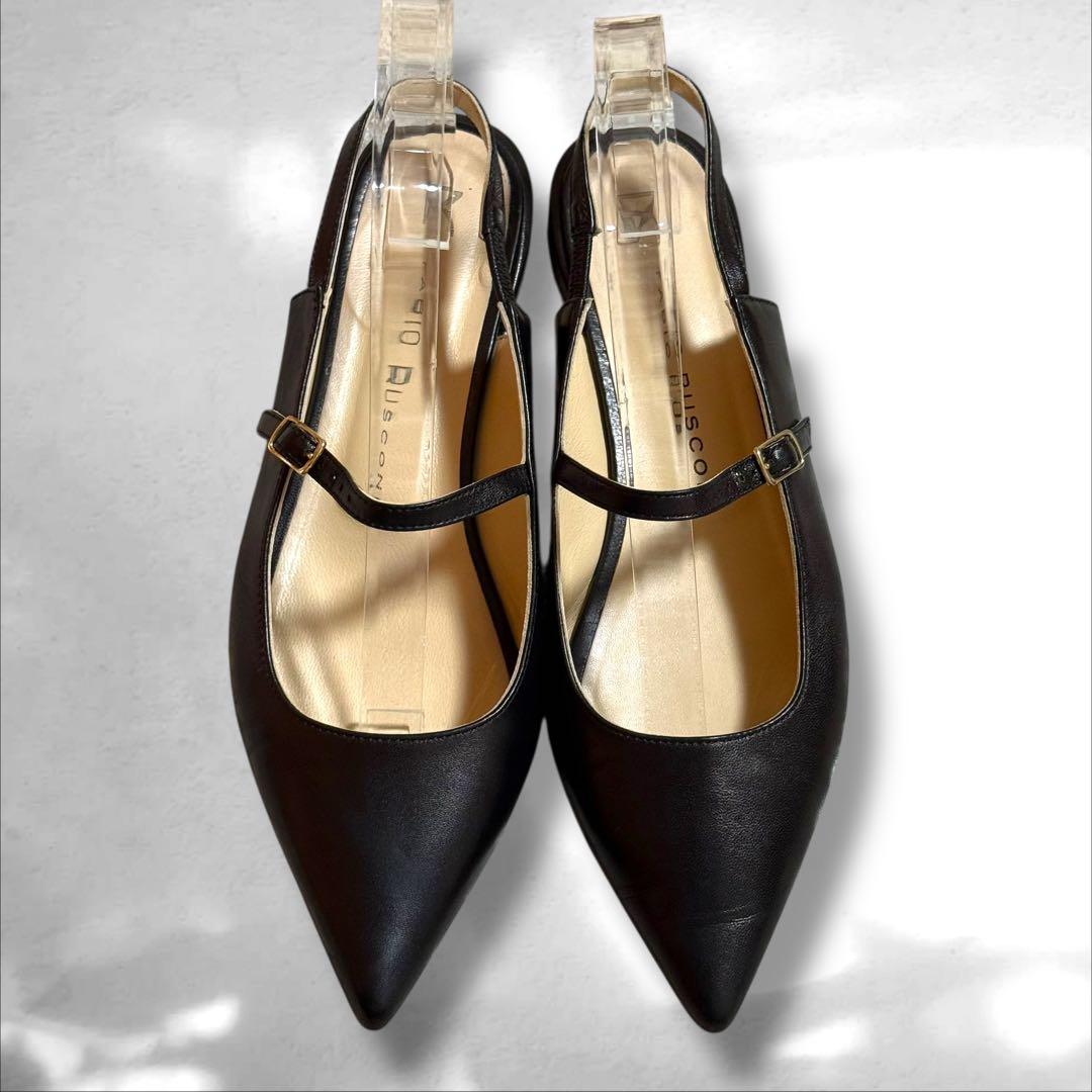 ファビオルスコーニ　ポインテッドトゥ　メリージェーン　レザー　ブラック　23㎝