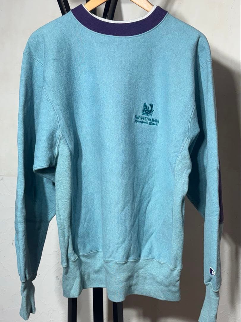 90s 刺繍タグ レアChampion ReverseWeave エルボーパッチ