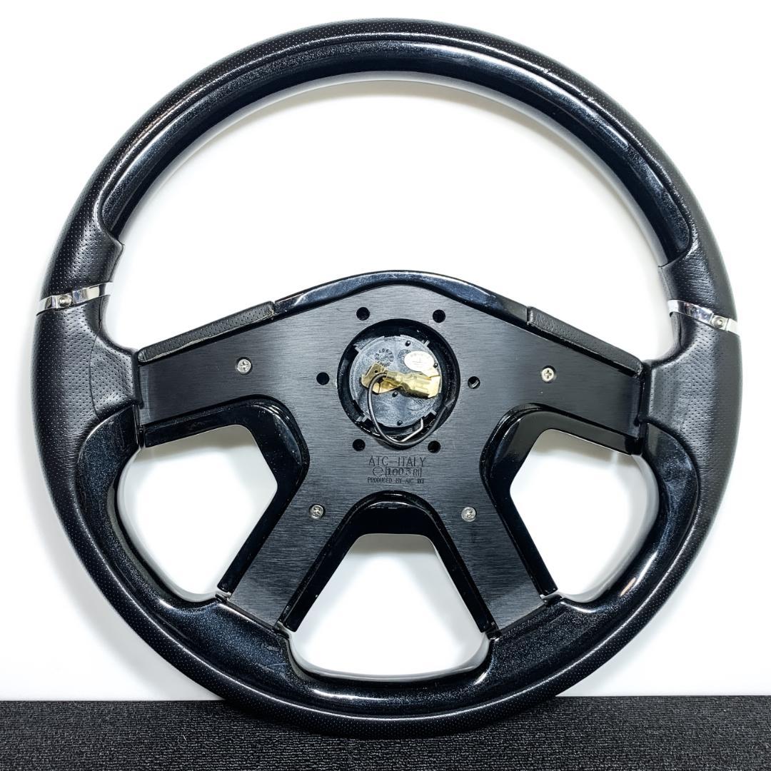 ファブレス ATC 美品 ウッド レザー コンビ ステアリング 36パイ 当時物