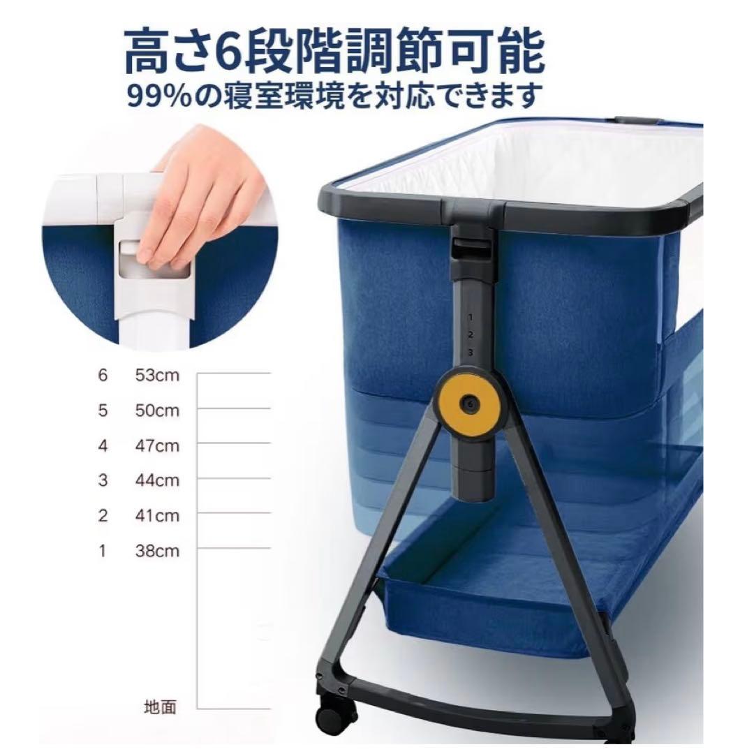 【HZDMJ正規品ベビーベッド添い寝折りたたみハイローベッドグレー