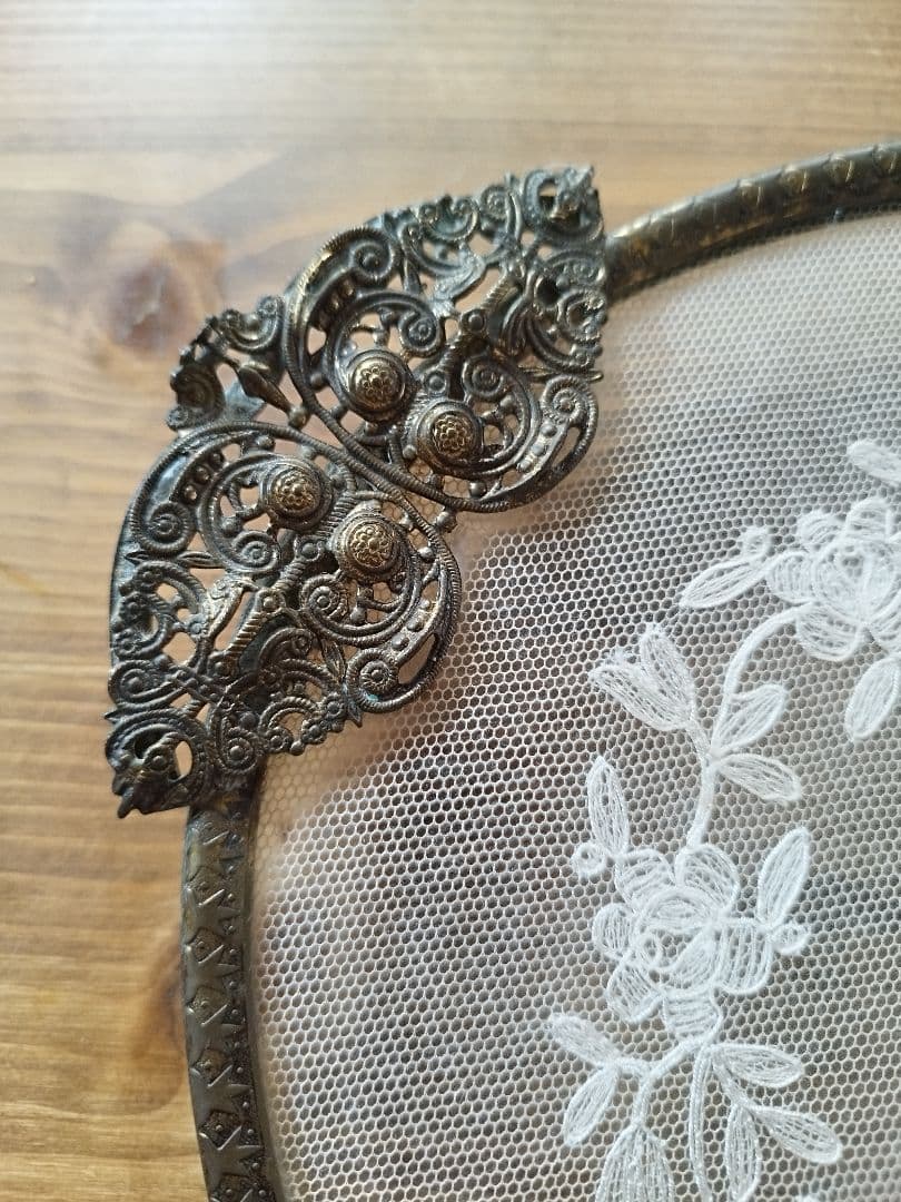 イギリス　アンティークガラストレー　ドレッシングトレー