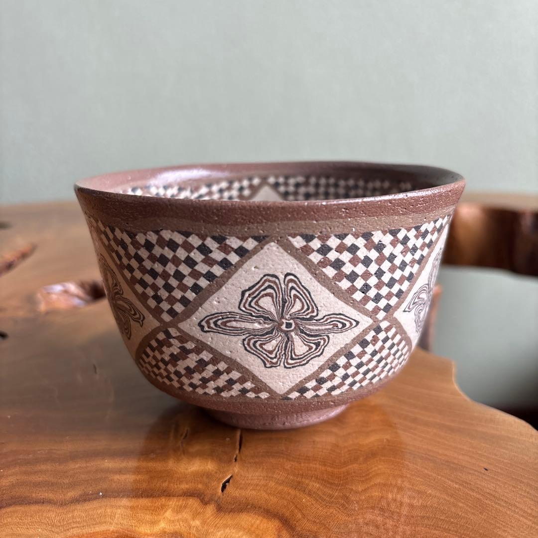 瀬戸市無形文化財 水野教雄 練込 抹茶碗 茶道具 共箱(136)