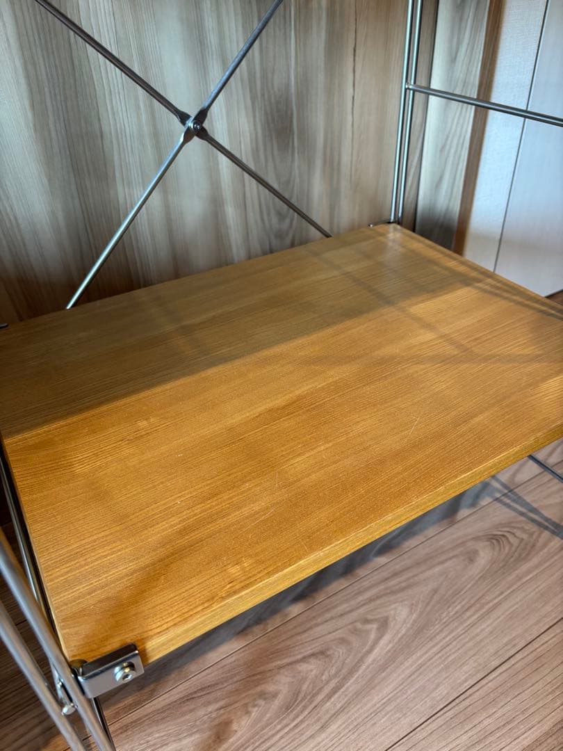 無印 ステンレスユニットシェルフ　タモ材棚セット　大　中古