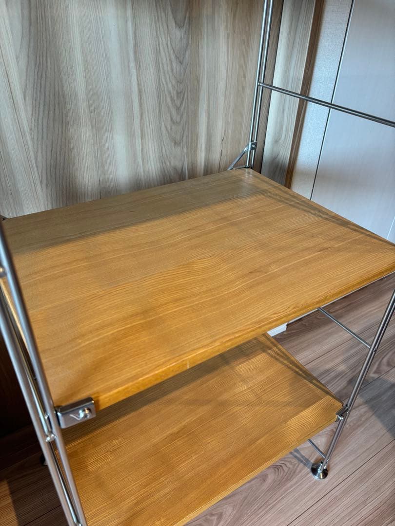 無印 ステンレスユニットシェルフ　タモ材棚セット　大　中古