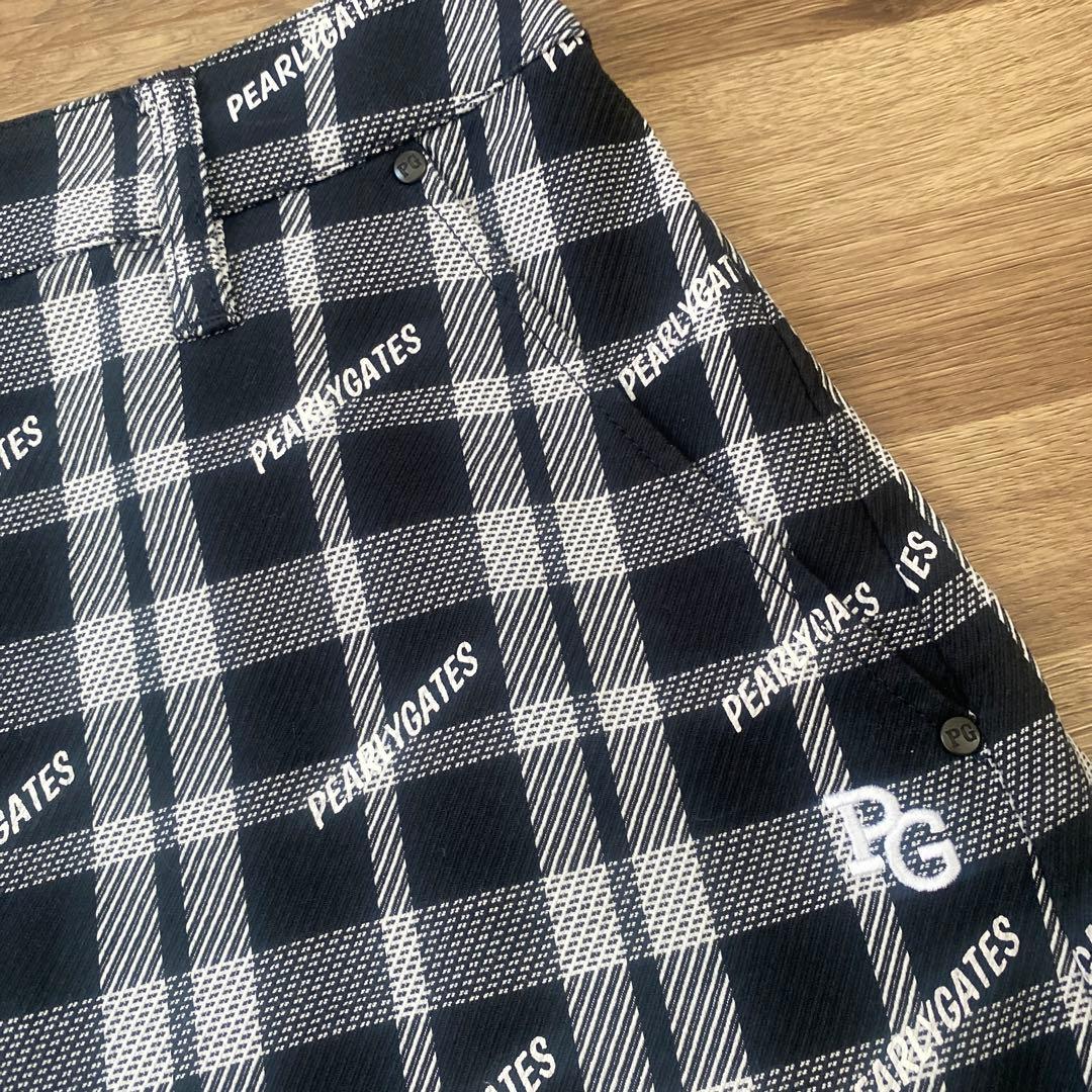 美品♡パーリーゲイツ♡バックプリーツスカート♡チェック♡ネイビー♡ロゴ♡M