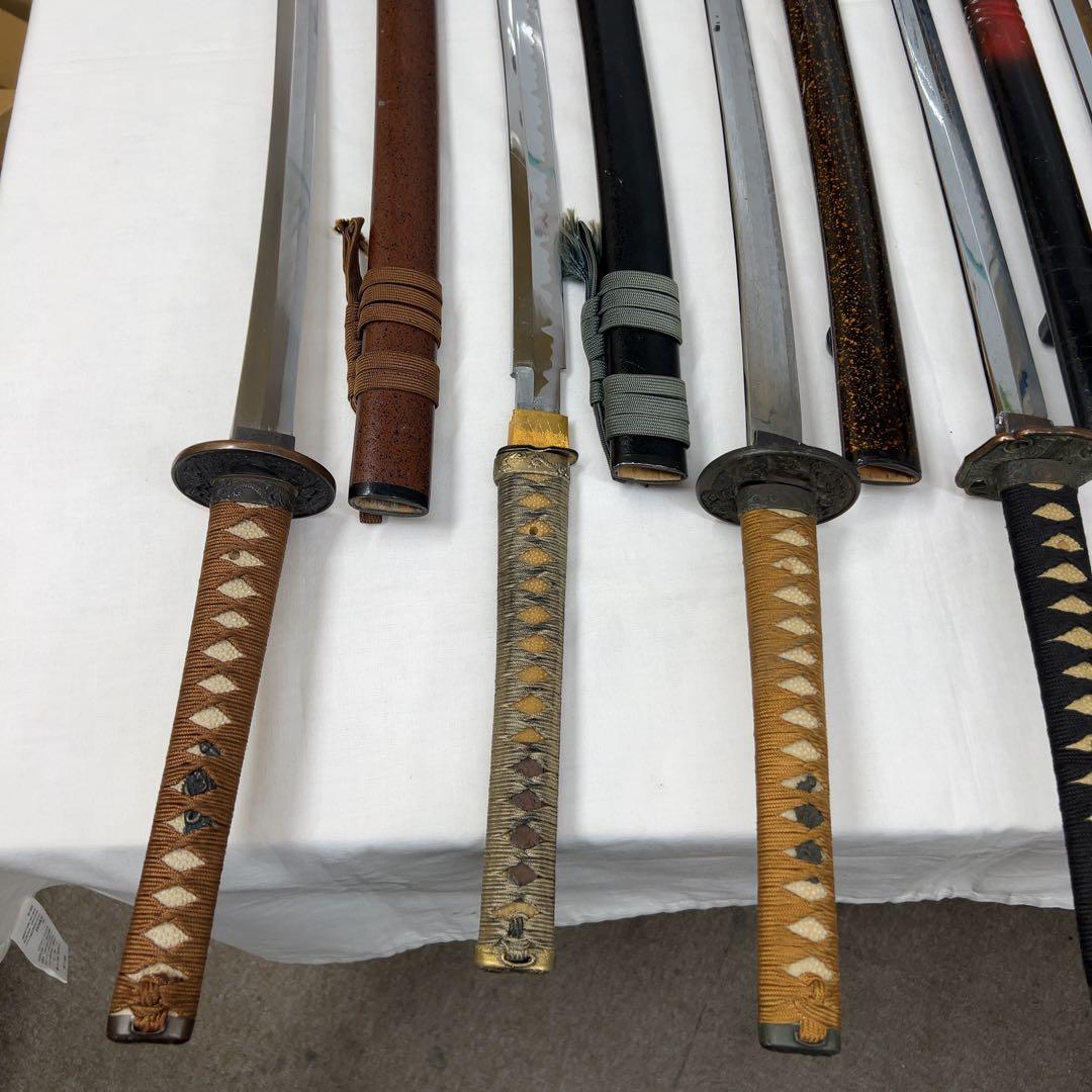 【傷あり】模造刀 10本 まとめ 透かし鍔 太刀 鍔太刀 脇差 白鞘 昇龍 彫り