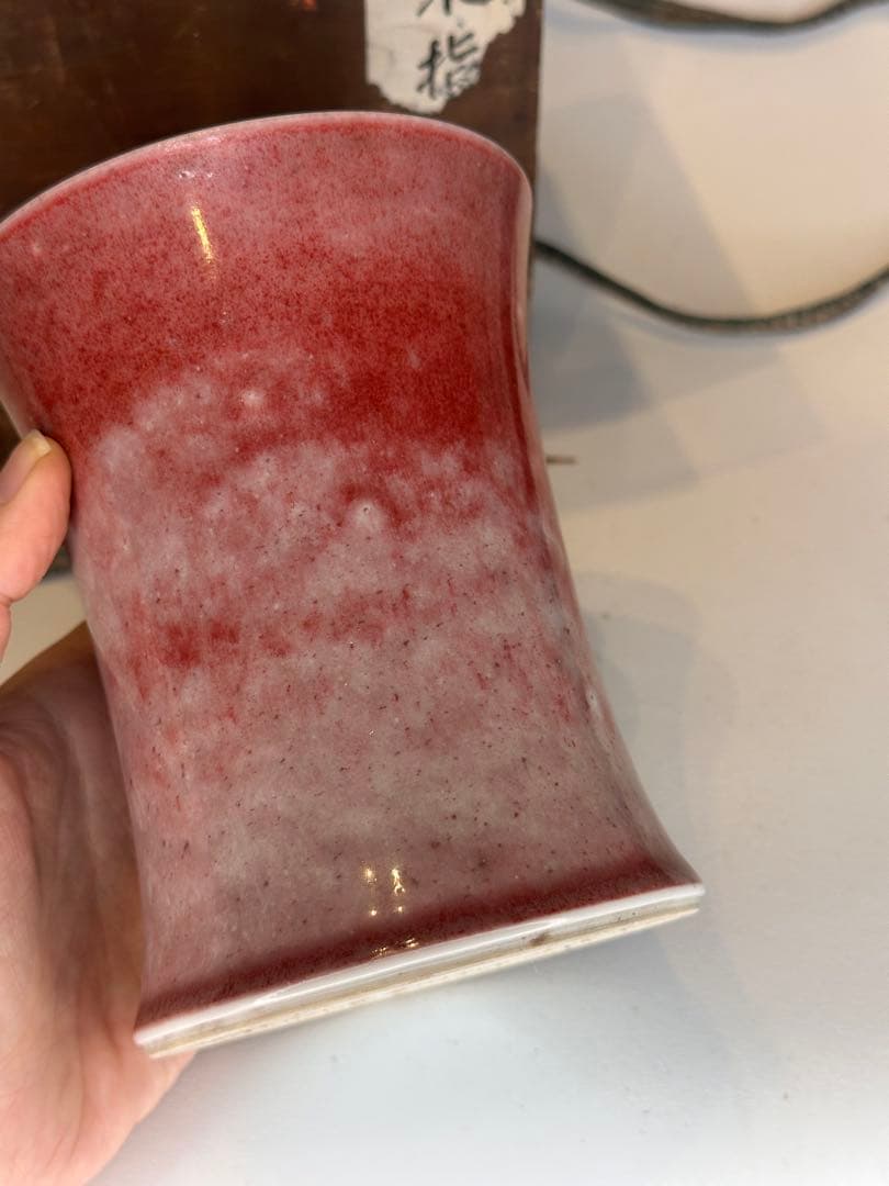 中国 大明宣徳年製 紅釉 瓶 骨董品 共箱