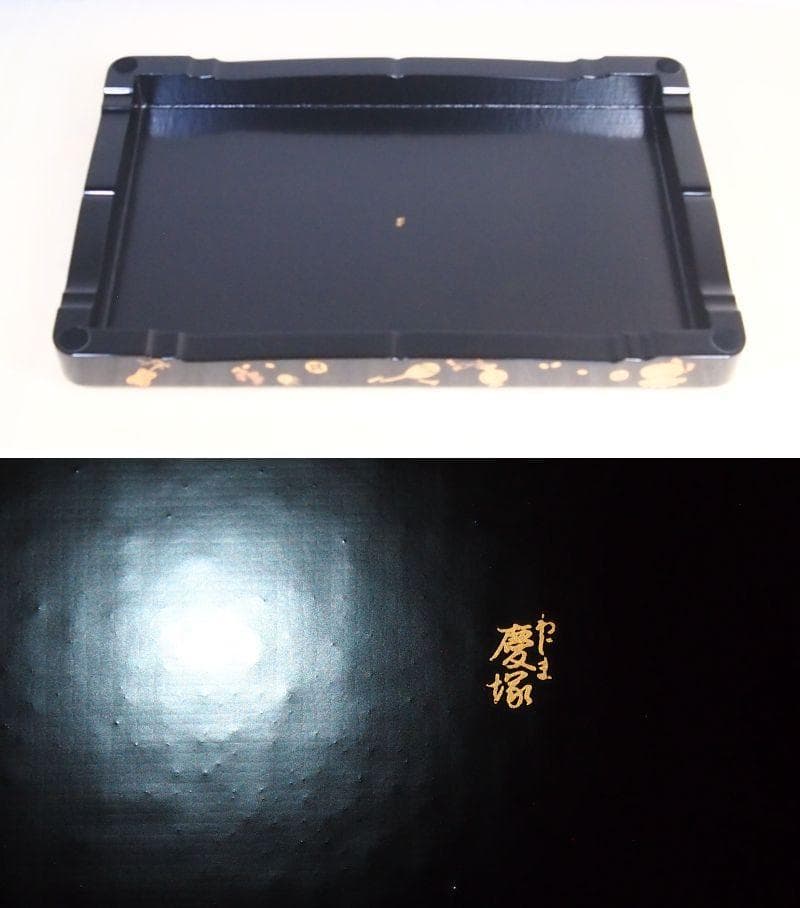 【高級・未使用】輪島塗 わじま慶塚 螺鈿/宝尽くし蒔絵 置物台 香炉台/飾り台