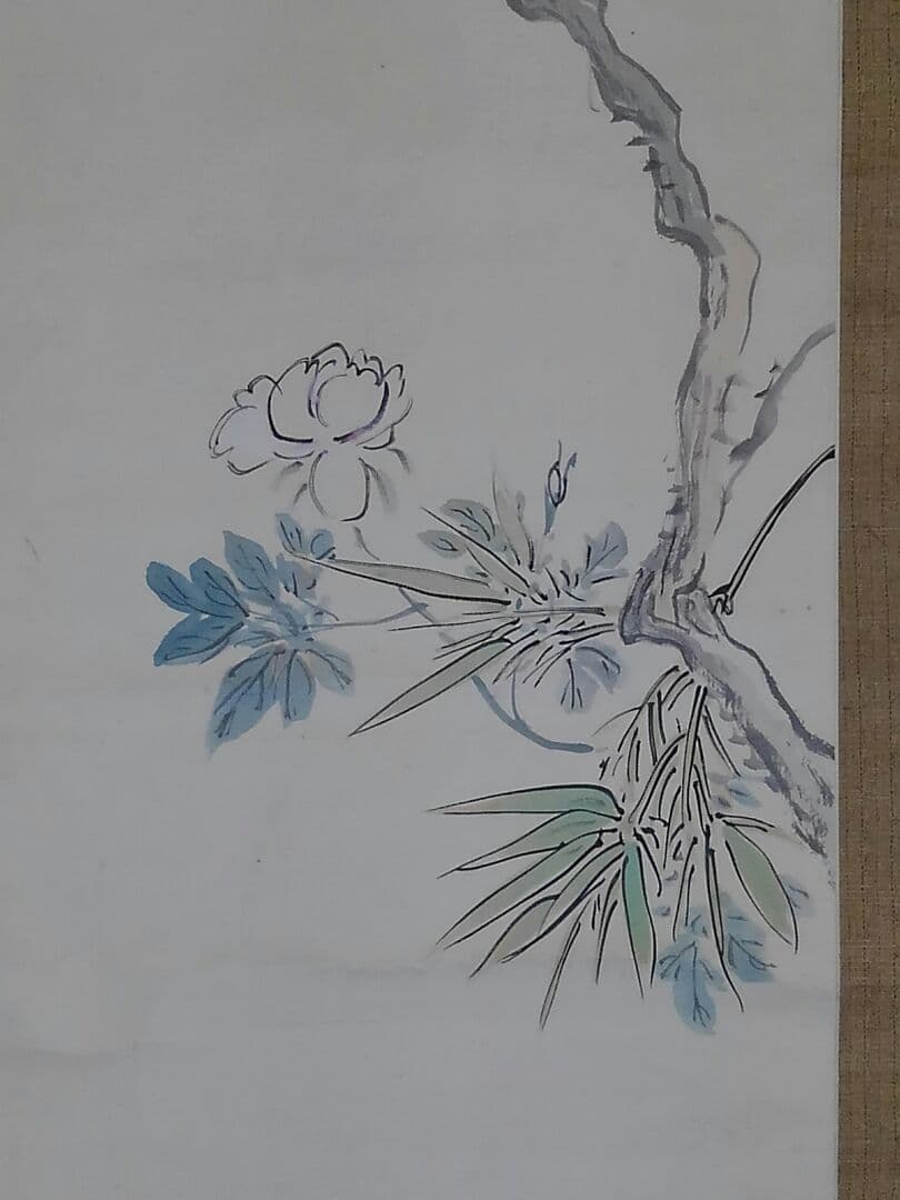 ♥掛軸　【模写】　高森 砕巌　不老長春　花鳥図　掛け軸