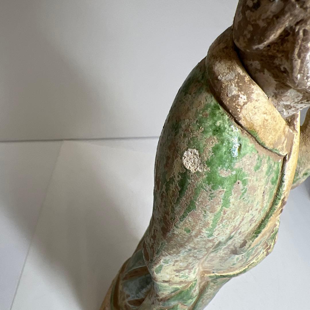 専用　中国唐時代　唐三彩人物　木箱付　高さ約36.5㎝　東Y8-0203②タニサ