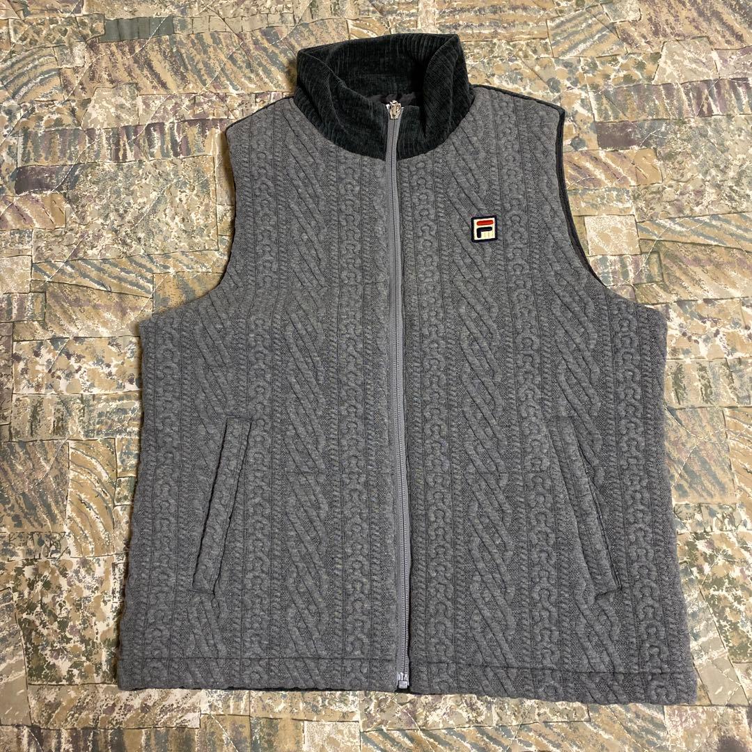 FILA ゴルフテニスケーブル編みベスト グレーレディースMサイズ