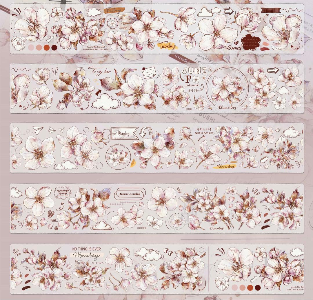 ⭐️SALE⭐️小白家文創《海棠》海外マスキングテープ　マステ 【1810】