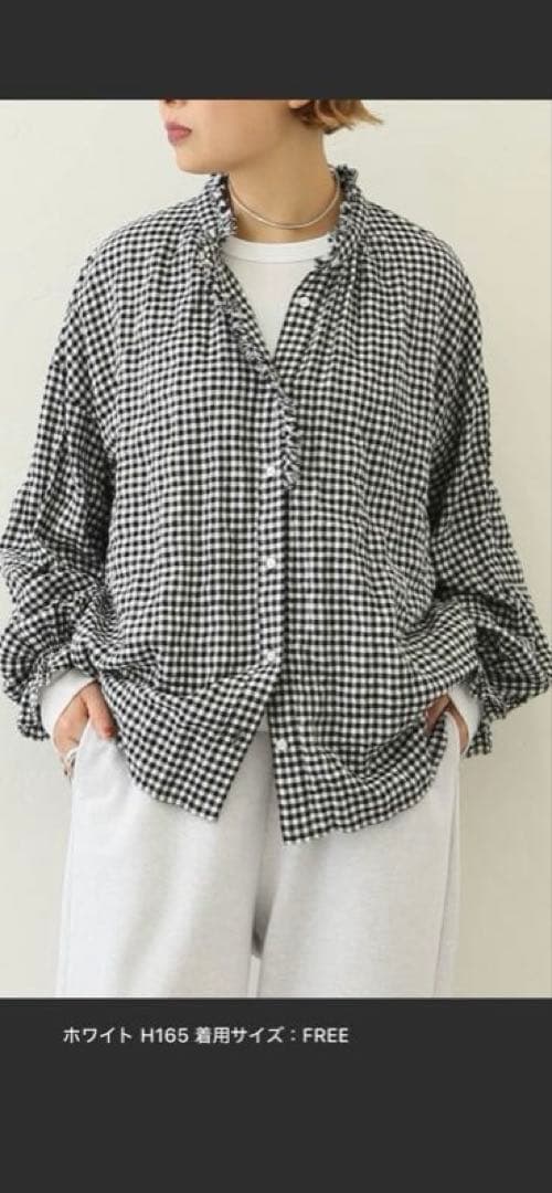 ジャーナルスタンダード　ラックス　チャコールグレー バルーンスリーブシャツ